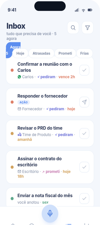 Facila inbox: WhatsApp, email, and calendar messages in one unified view