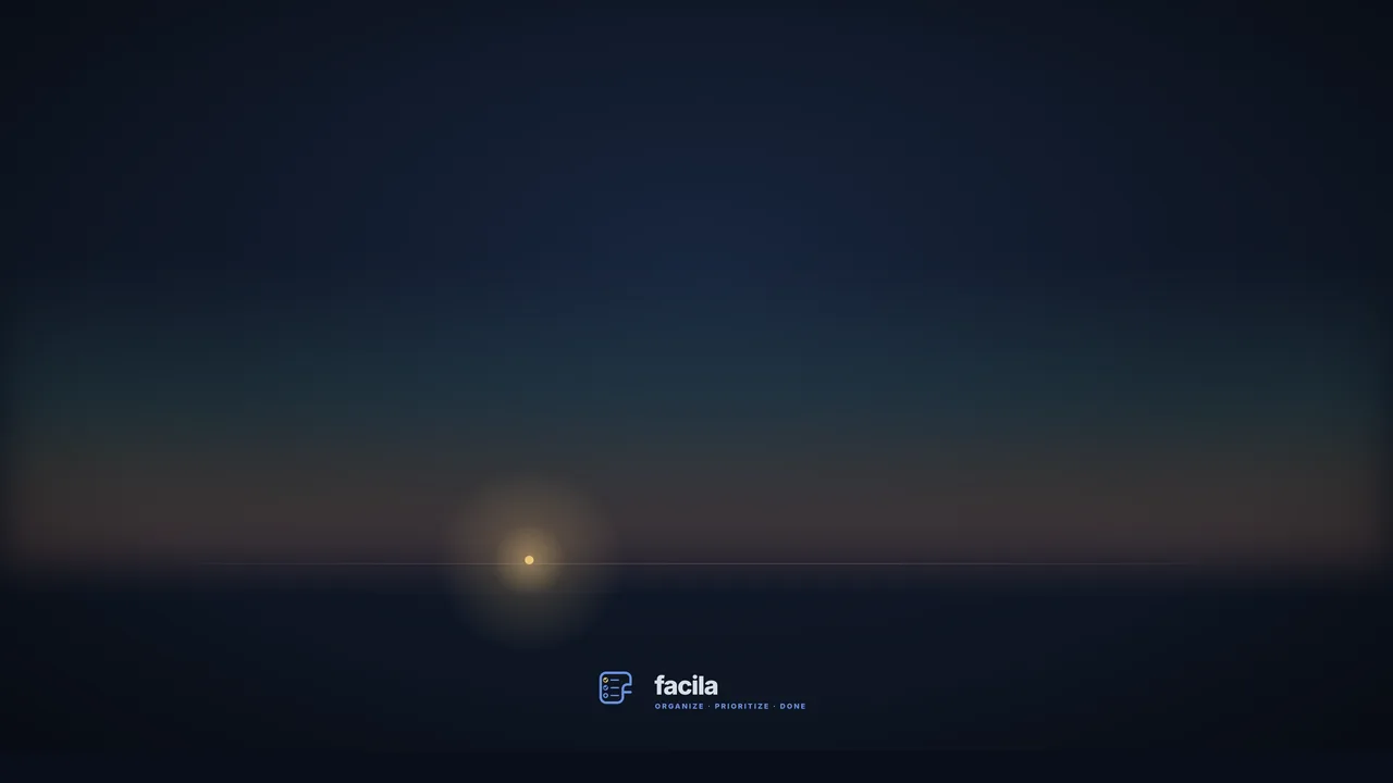 Dawn wallpaper — dark — Priority as color — a calm new day, in order.